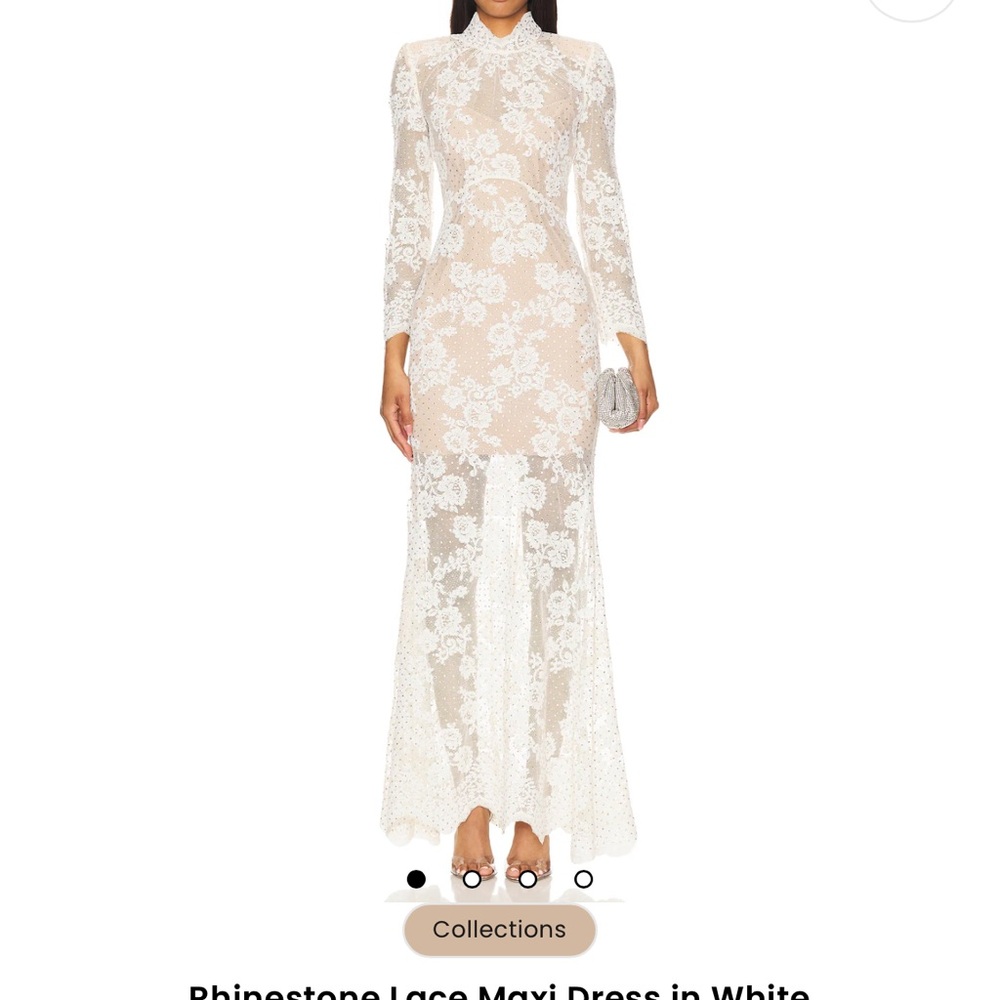 Rhinestone Lace Maxi Dress in White